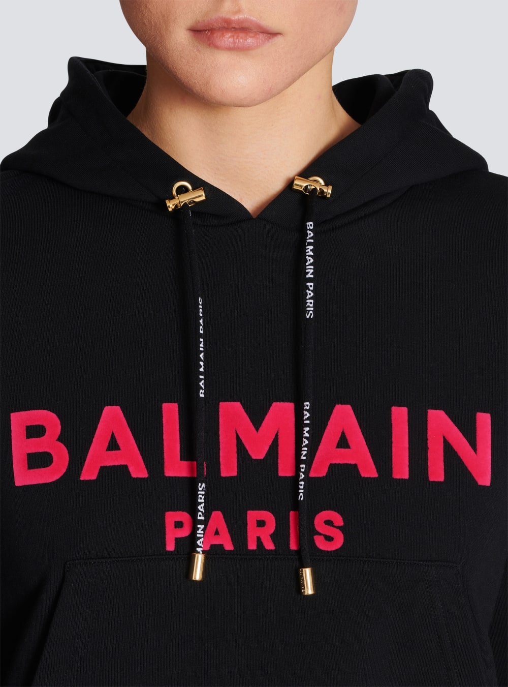 Women's Balmain Cotton Printed Logo Sweatshirts Black | USA 74WAL09g