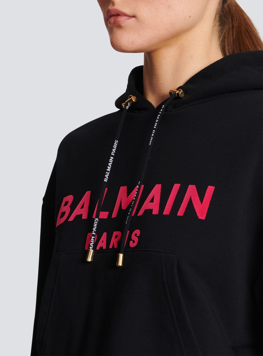 Women's Balmain Cotton Printed Logo Sweatshirts Black | USA 74WAL09g