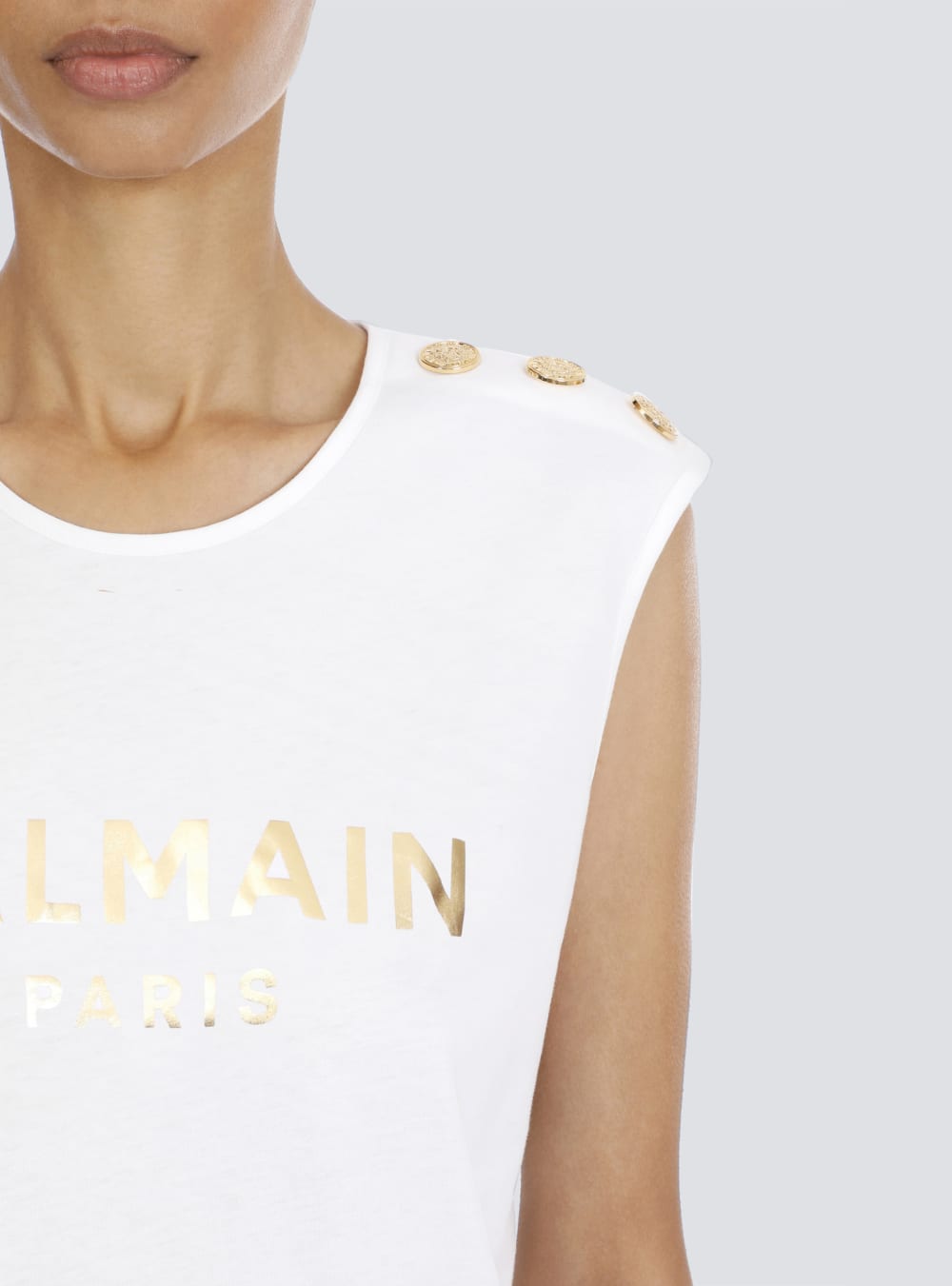 Women's Balmain Cotton With Logo Print T Shirts White | USA FWPAzNag