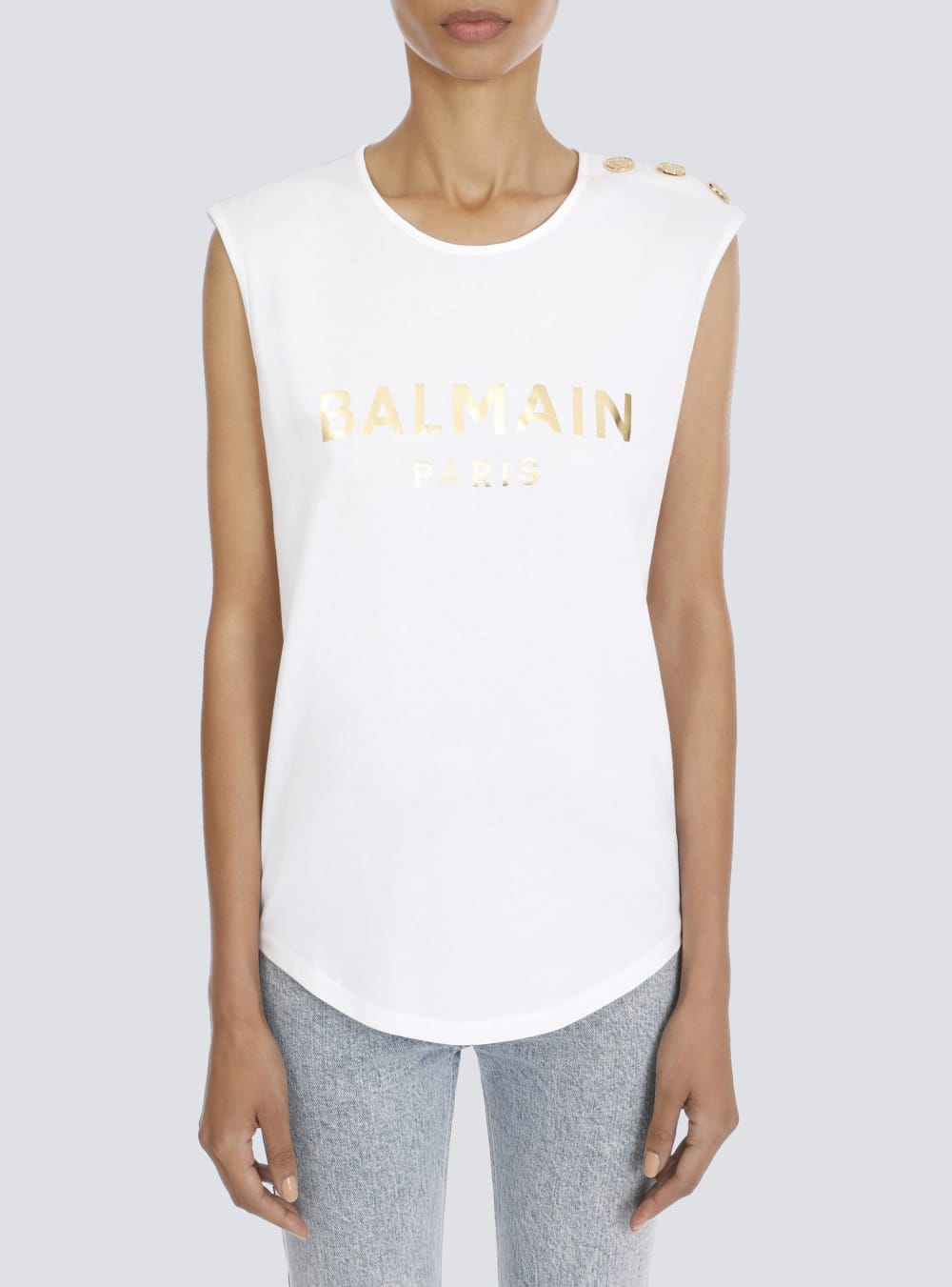 Women's Balmain Cotton With Logo Print T Shirts White | USA FWPAzNag