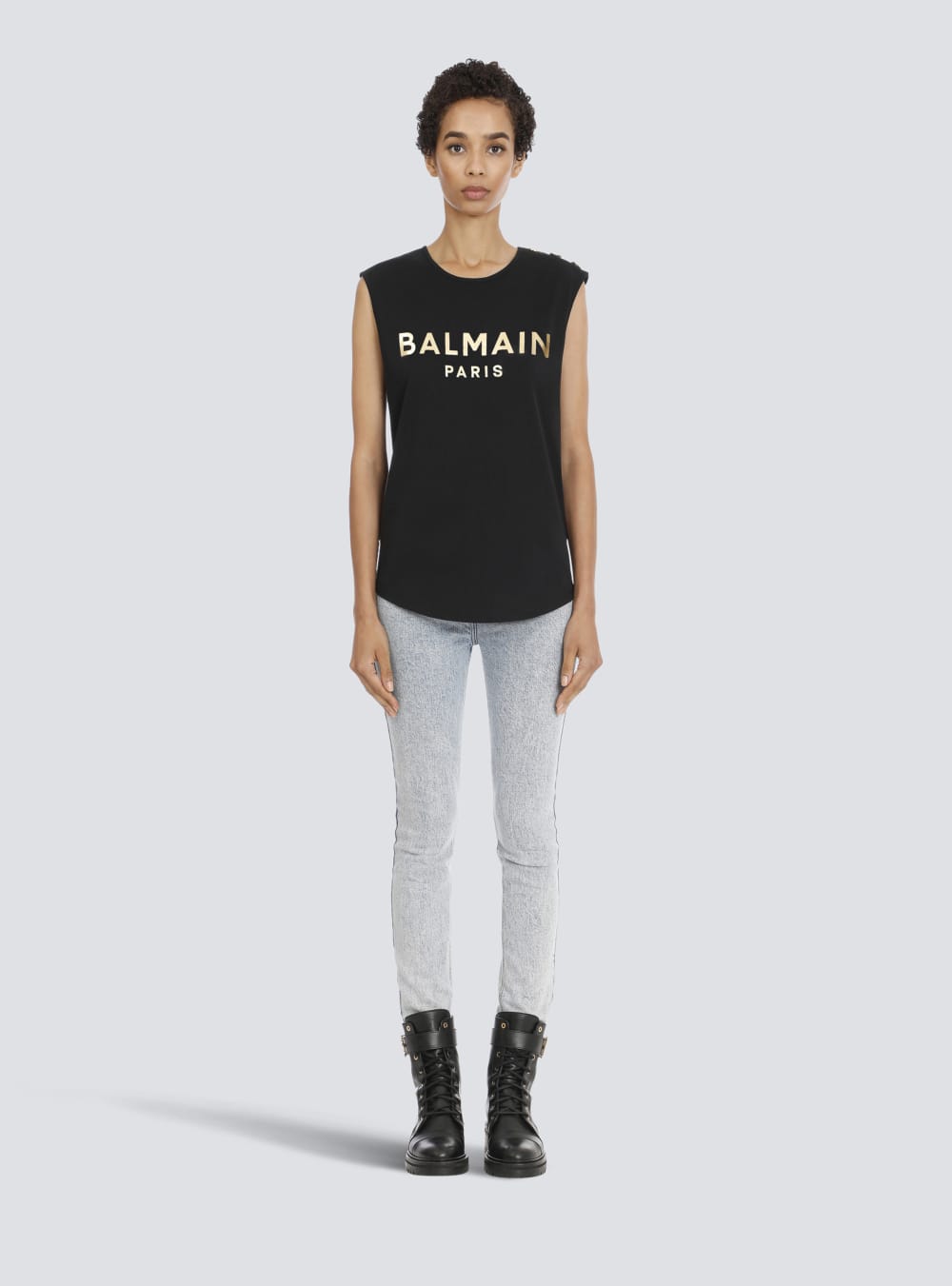 Women's Balmain Cotton With Logo Print T Shirts Gold | USA bsG8fWtM