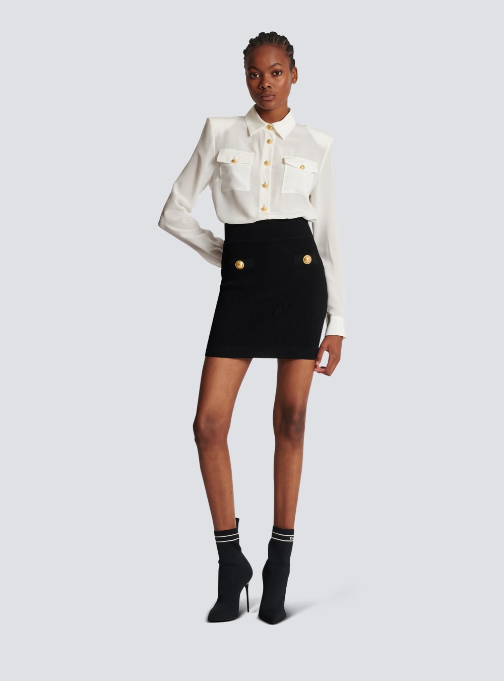 Women's Balmain Crepe De Chine Shirts White | USA qKVoAc45