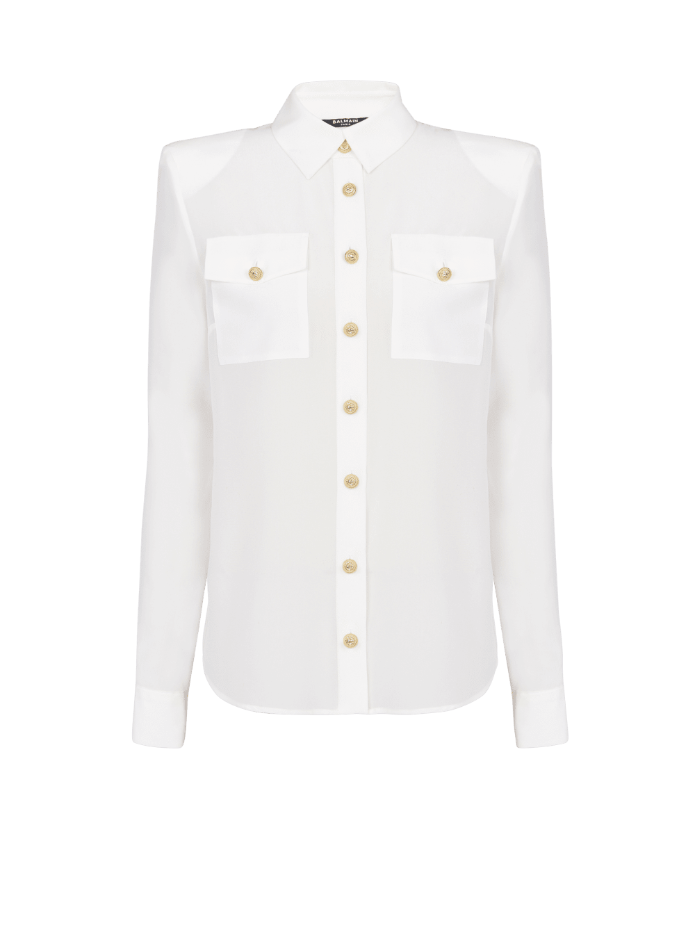 Women\'s Balmain Crepe De Chine Shirts White | USA qKVoAc45