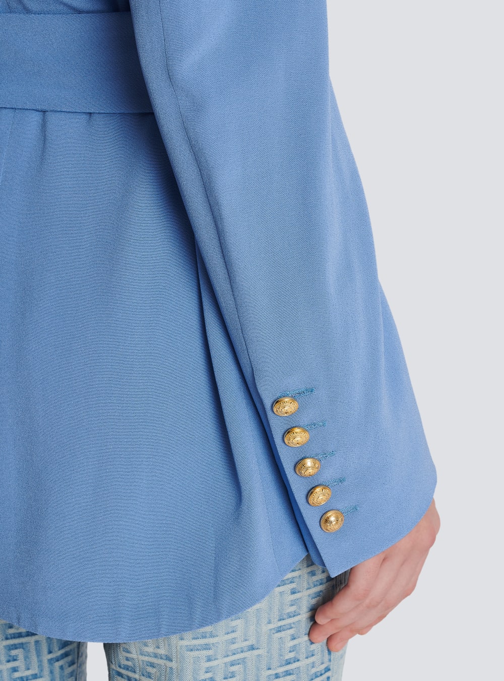 Women's Balmain Crepe With Shawl Collar Jackets Blue | USA Dfprce1p