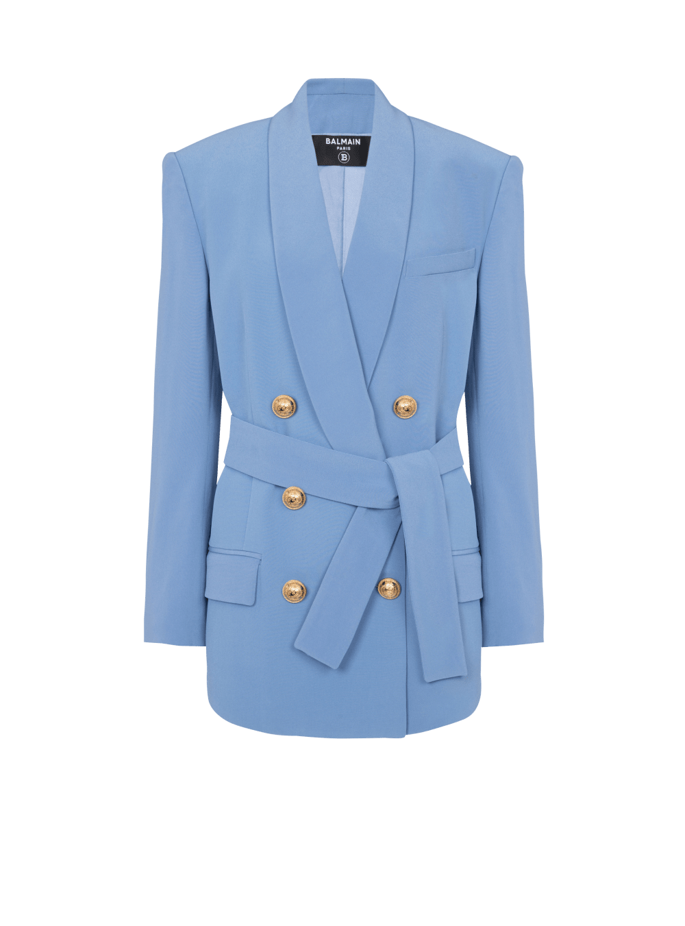 Women\'s Balmain Crepe With Shawl Collar Jackets Blue | USA Dfprce1p