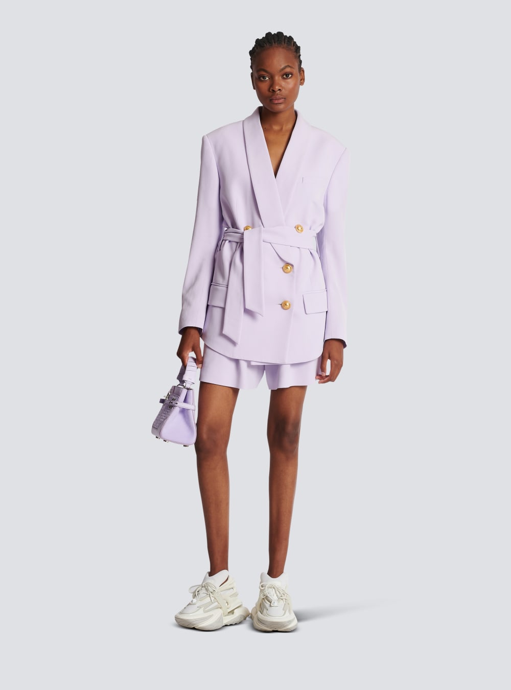 Women's Balmain Crepe With Shawl Collar Jackets Purple | USA JzSATijL