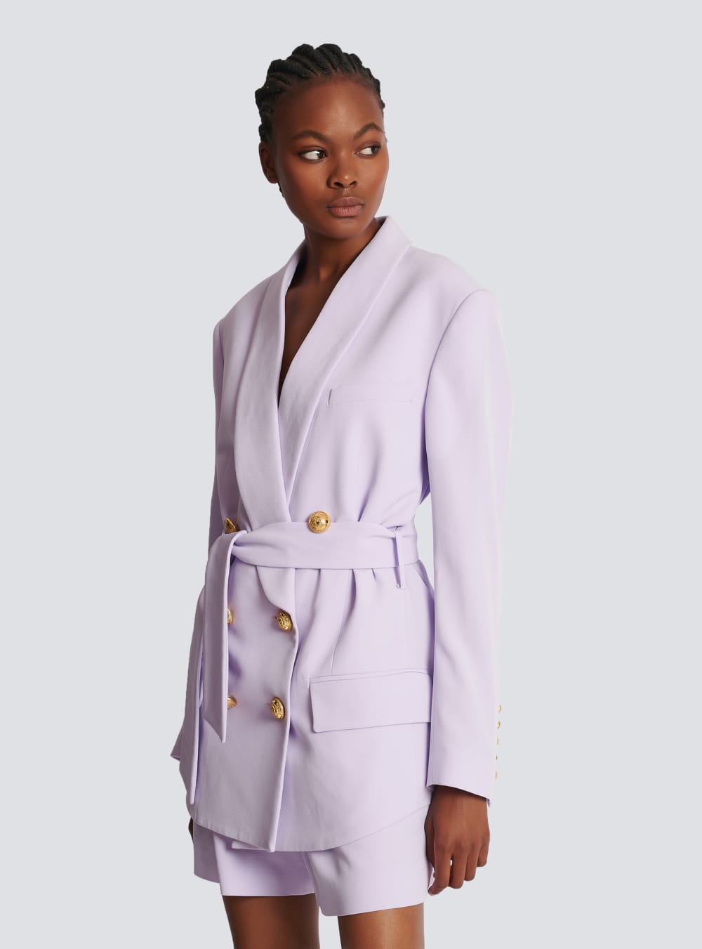 Women's Balmain Crepe With Shawl Collar Jackets Purple | USA JzSATijL