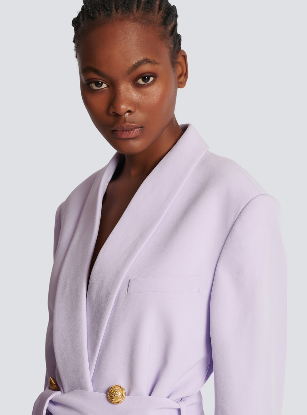 Women's Balmain Crepe With Shawl Collar Jackets Purple | USA JzSATijL