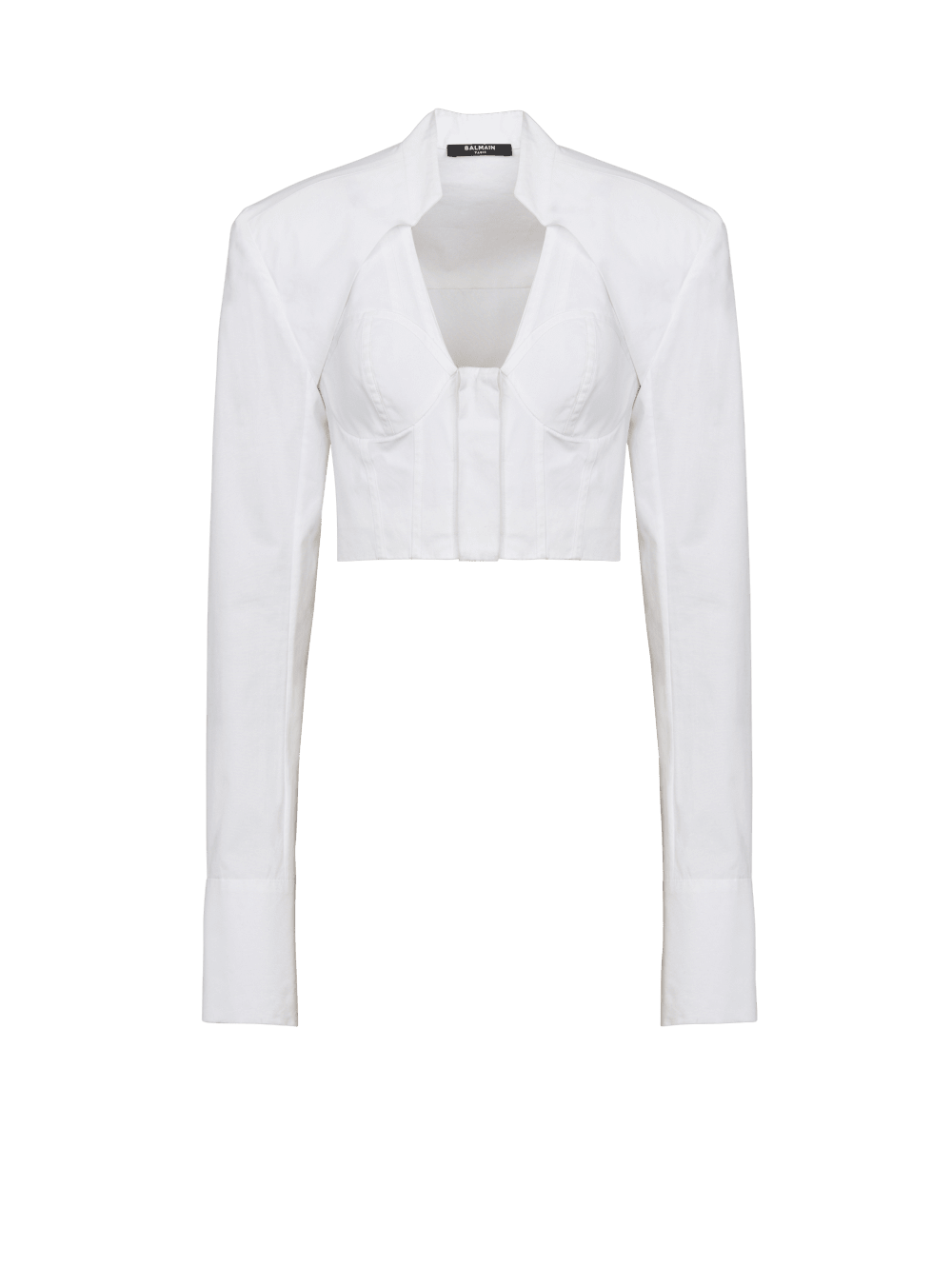 Women\'s Balmain Cropped Cotton Shirts White | USA RxiQiz6e