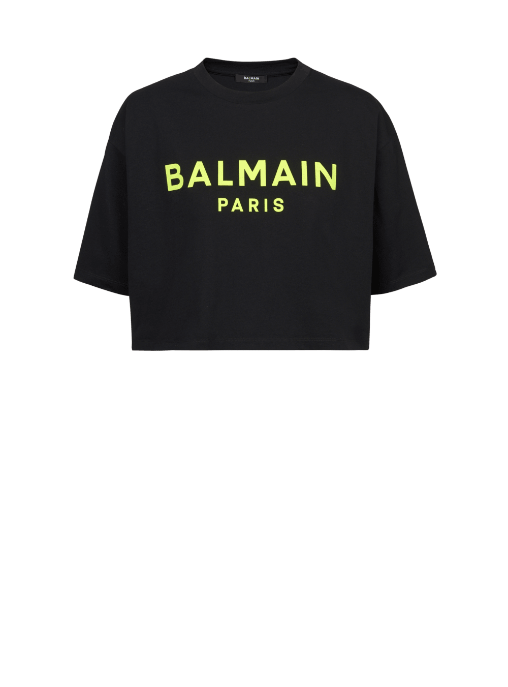 Women\'s Balmain Cropped Cotton With Logo Print T Shirts Yellow | USA 1HHmlIqK