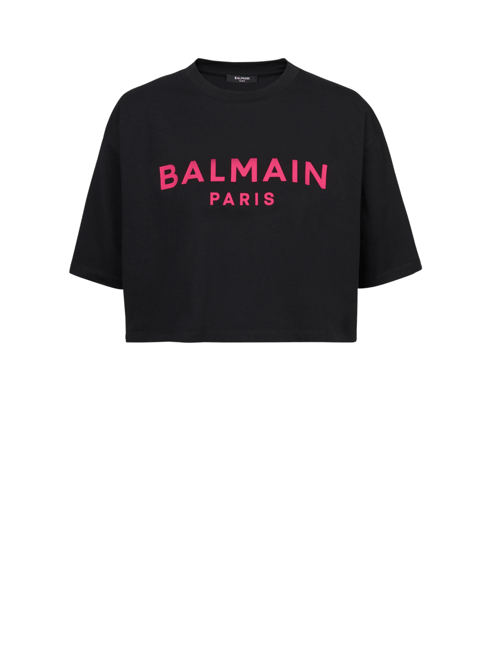 Women\'s Balmain Cropped Cotton With Logo Print T Shirts Pink | USA 1hclH4AM