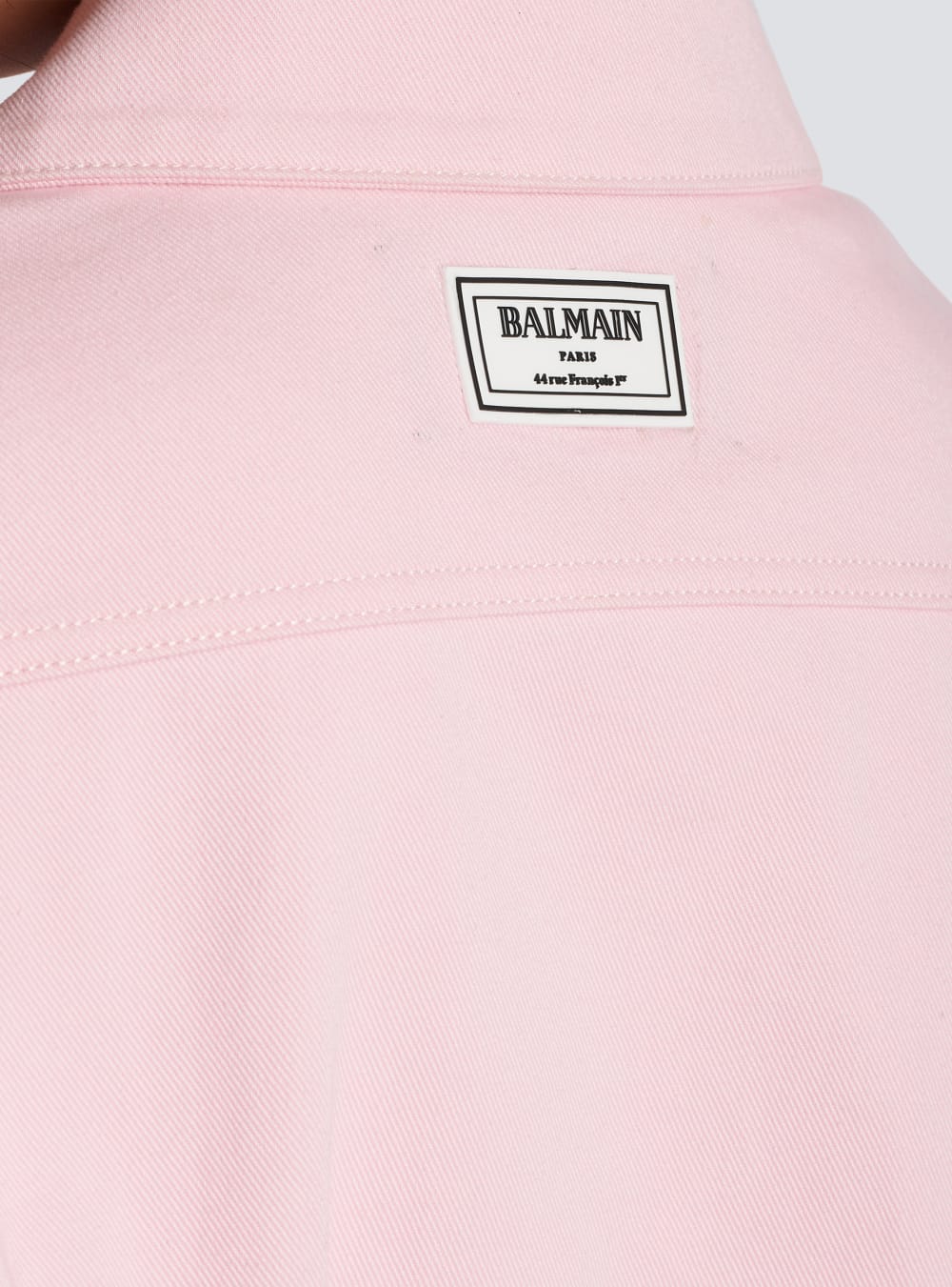 Women's Balmain Cropped Faded Denim Jackets Pink | USA tuTN88sD