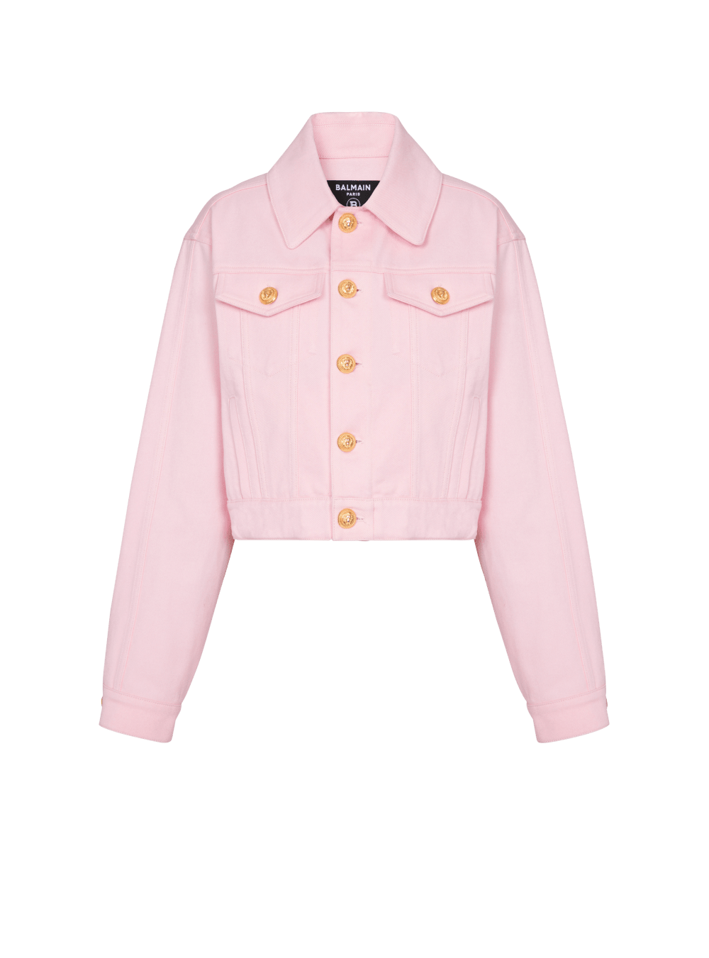 Women\'s Balmain Cropped Faded Denim Jackets Pink | USA tuTN88sD