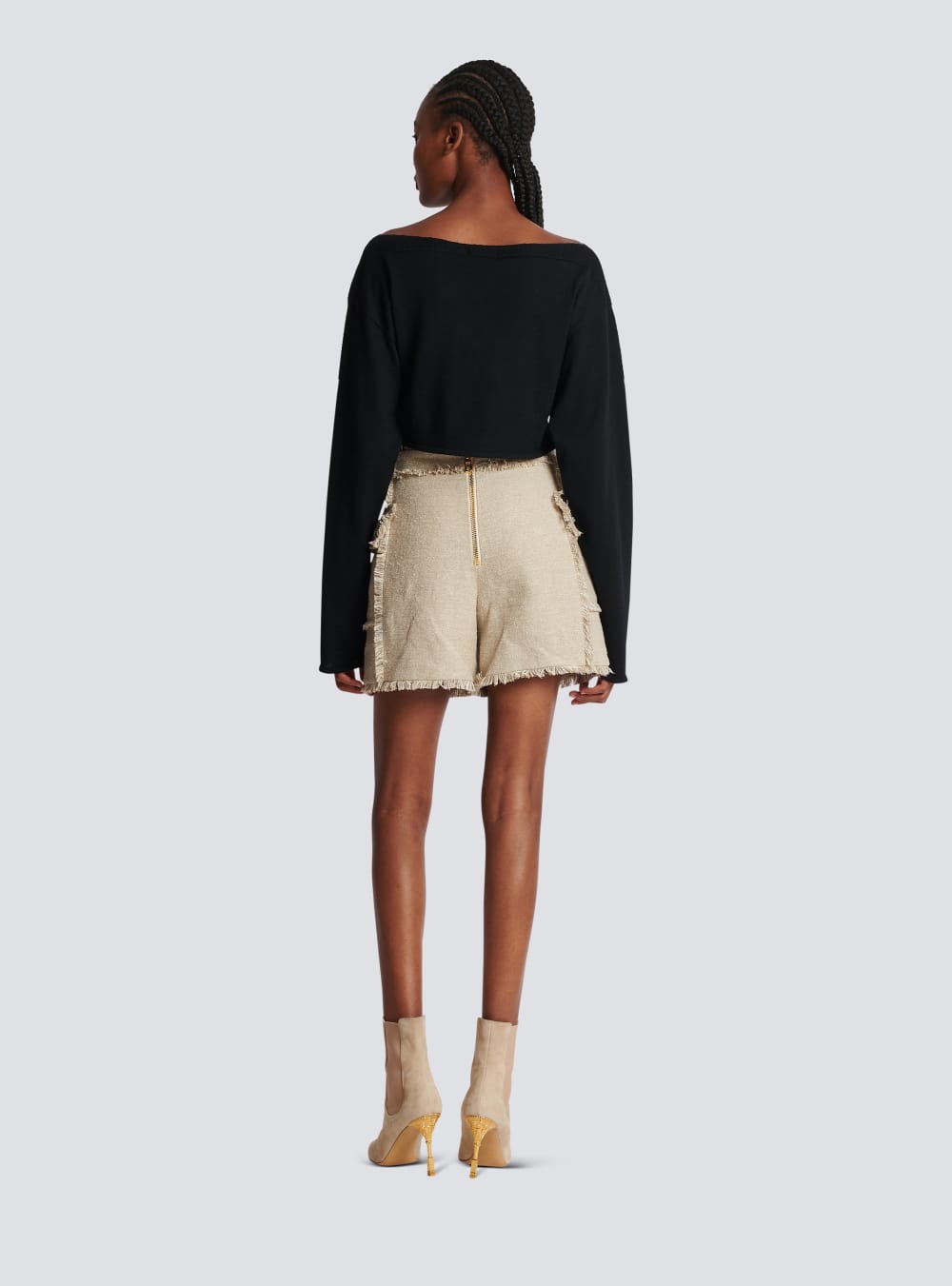 Women's Balmain Cropped Jacquard With Logo Jumpers Black | USA wbYDD3nP