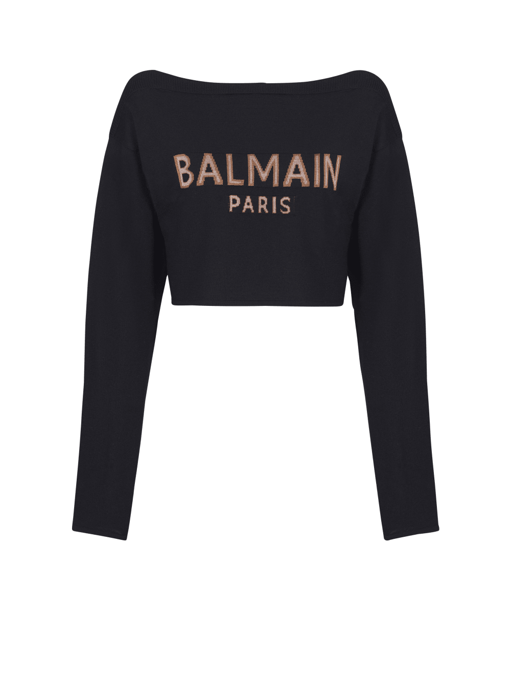 Women\'s Balmain Cropped Jacquard With Logo Jumpers Black | USA wbYDD3nP