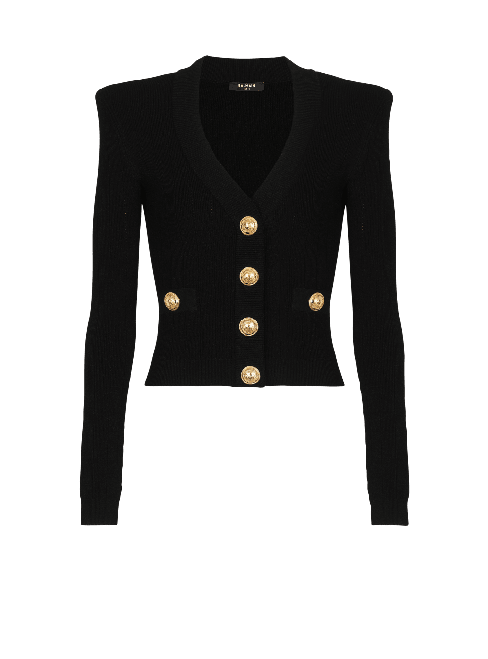 Women\'s Balmain Cropped Knit Cardigan Black | USA f5zgsRQT