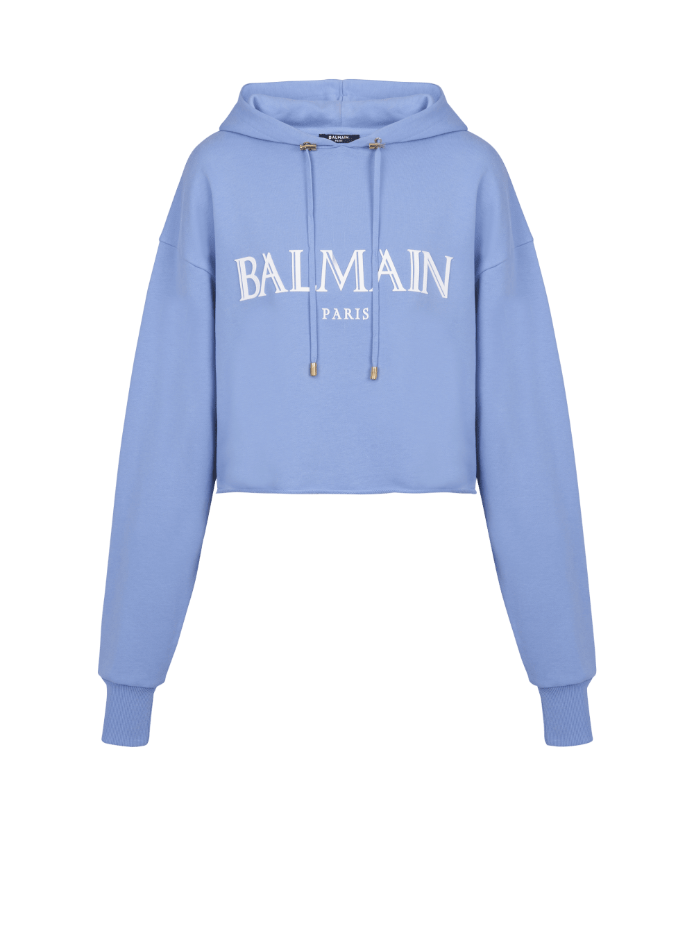 Women\'s Balmain Cropped With Rubber Roman Logo Sweatshirts Blue | USA BmZ4nBNE