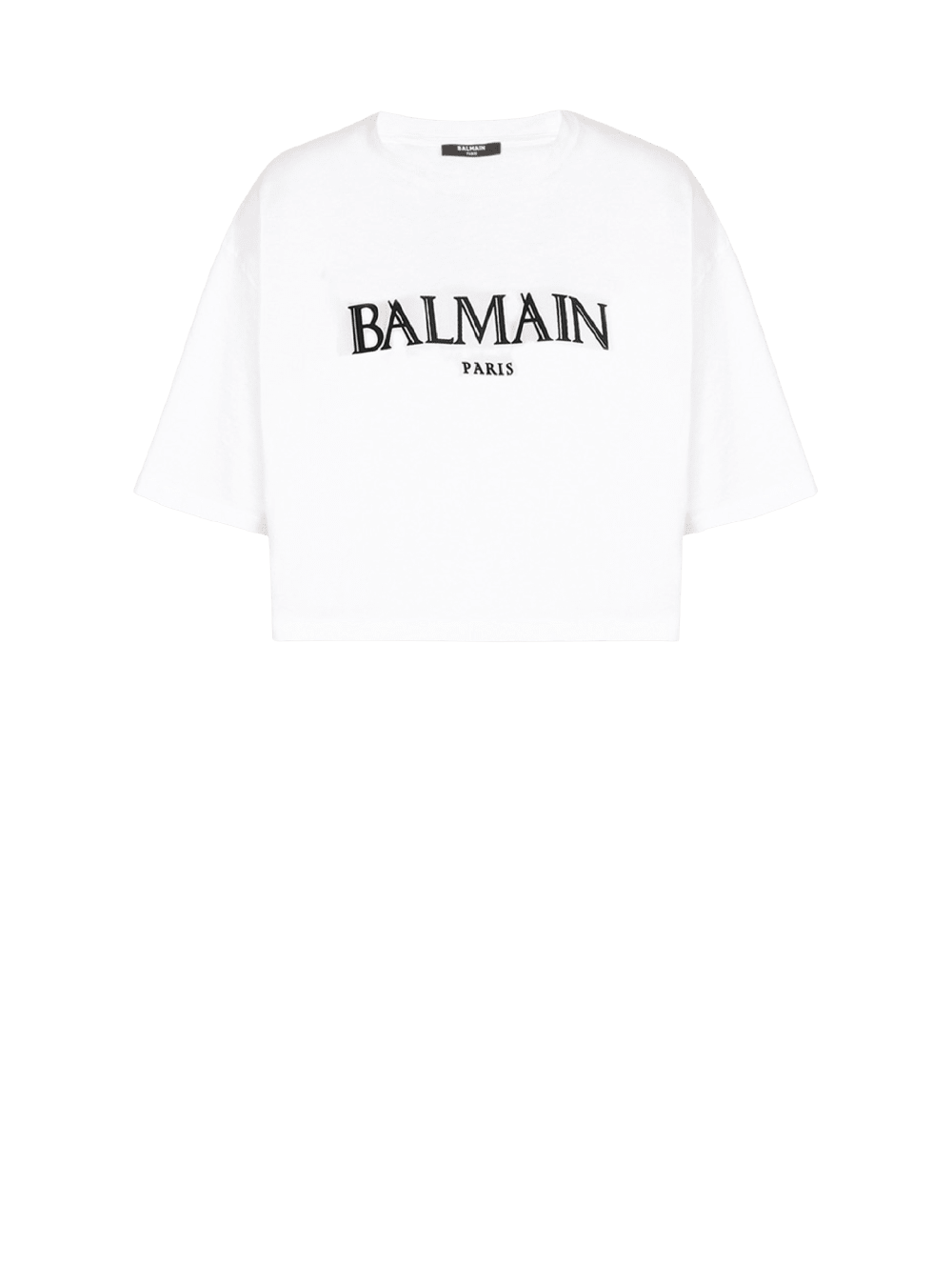 Women\'s Balmain Cropped With Rubber Roman Logo T Shirts White | USA chP0S13V