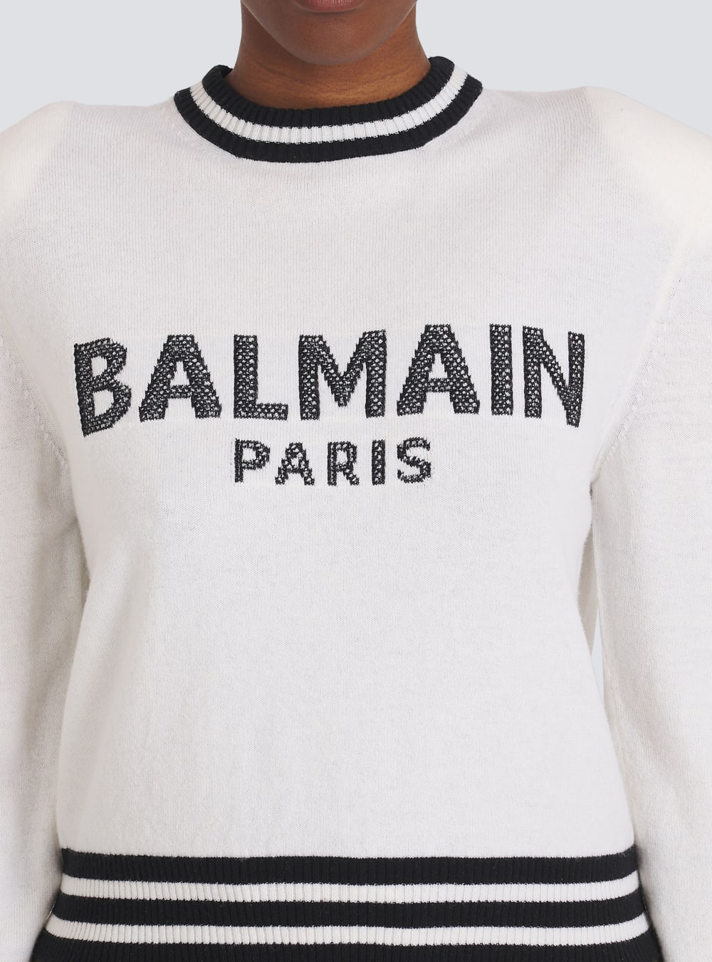 Women's Balmain Cropped Wool With Logo Sweatshirts White | USA Tg01rV96