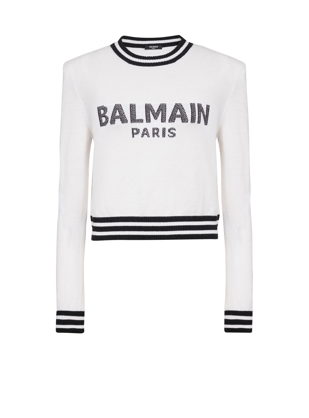 Women\'s Balmain Cropped Wool With Logo Sweatshirts White | USA Tg01rV96