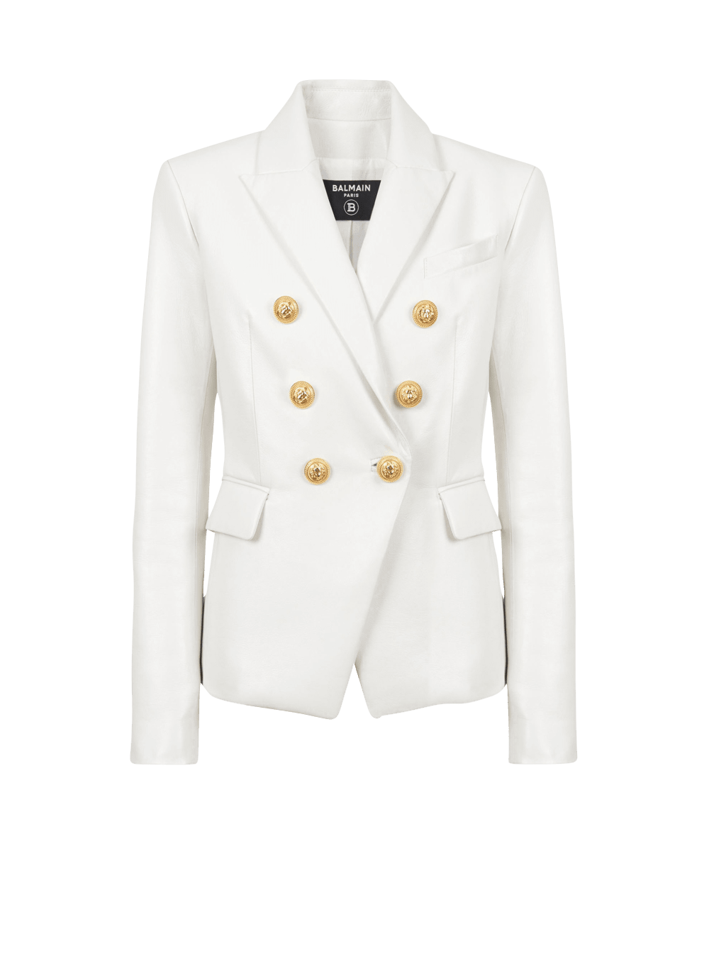 Women\'s Balmain Double-breasted Leather Blazers White | USA XAJsGsei