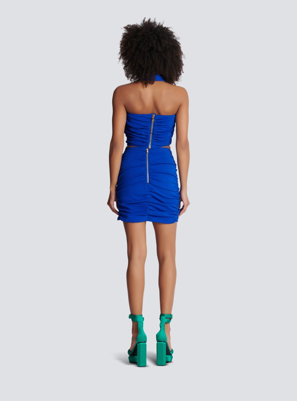 Women's Balmain Draped Jersey Skirts Blue | USA uMenbDMe