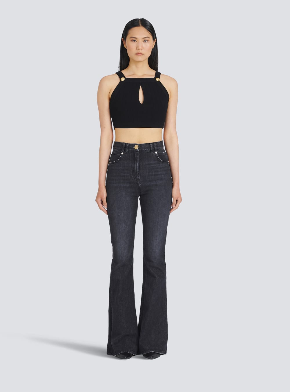 Women's Balmain Eco-designed Bootcut Jeans Black | USA qnK6n5M5