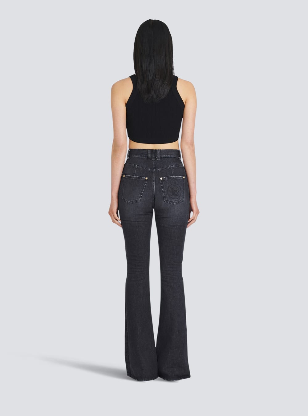 Women's Balmain Eco-designed Bootcut Jeans Black | USA qnK6n5M5