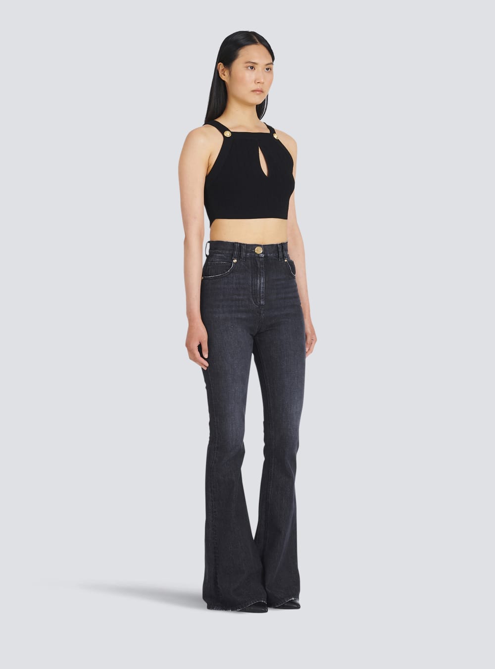 Women's Balmain Eco-designed Bootcut Jeans Black | USA qnK6n5M5