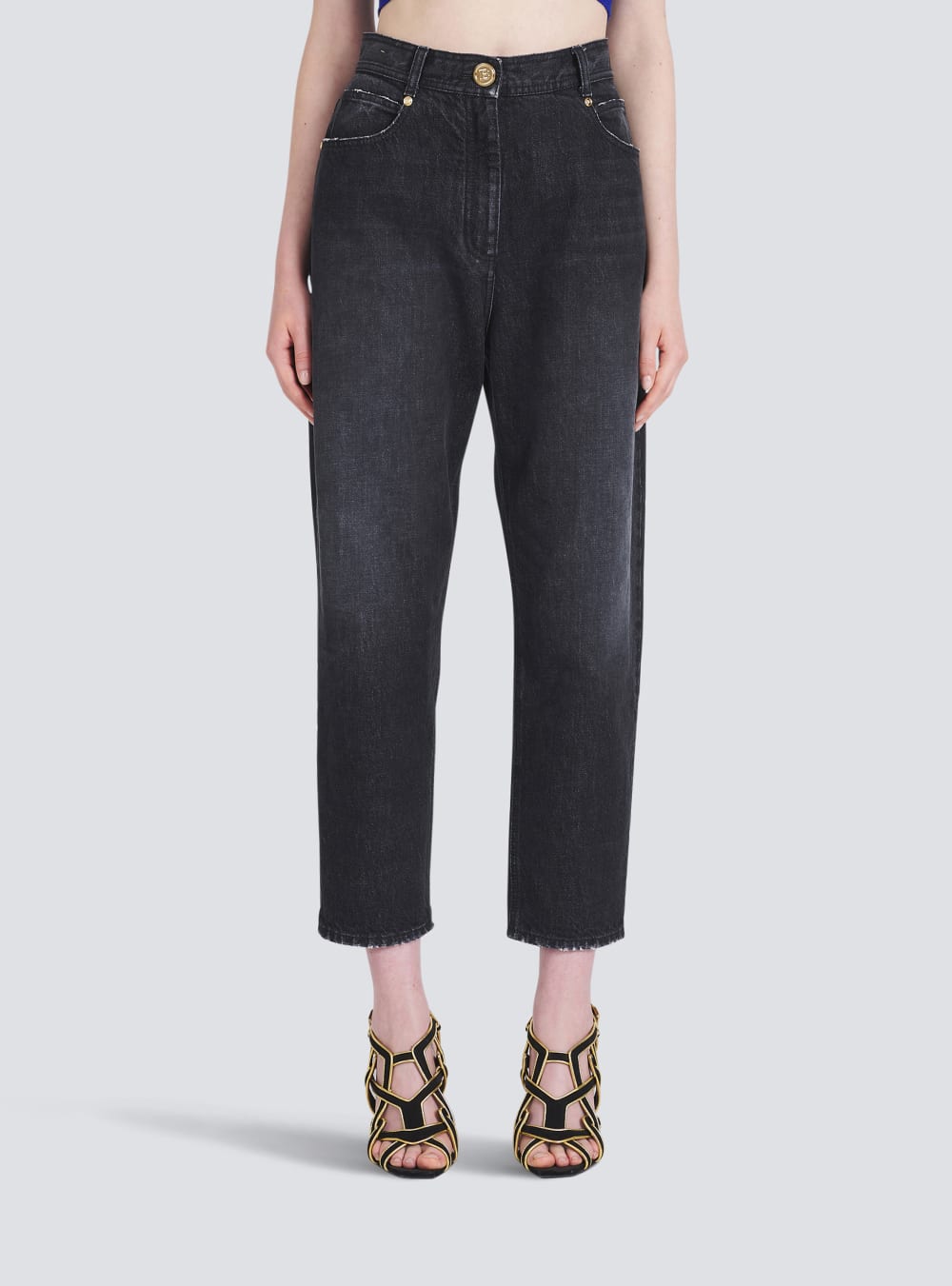 Women's Balmain Eco-designed Boyfriend Jeans Black | USA Csgx2tEh