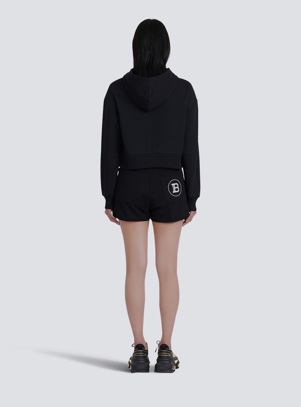 Women's Balmain Eco-designed Cotton With Flocked Logo Sweatshirts Black | USA 3rtgHs8s