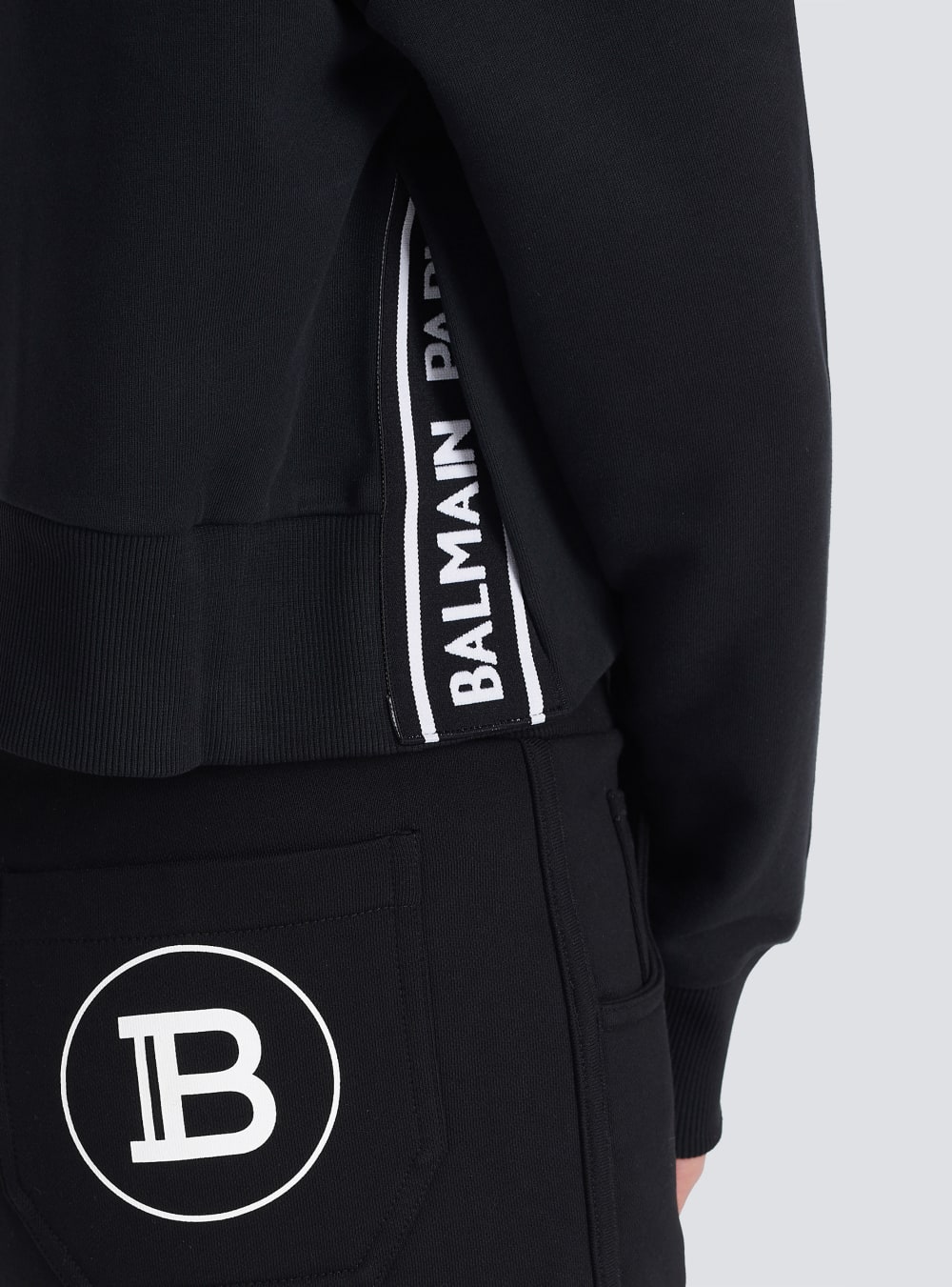 Women's Balmain Eco-designed Cotton With Flocked Logo Sweatshirts Black | USA 3rtgHs8s