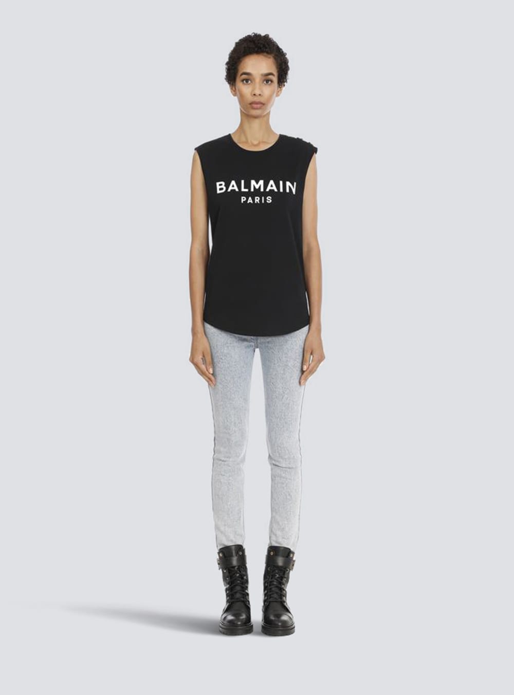 Women's Balmain Eco-designed Cotton With Logo Print T Shirts Black | USA HVrHZOO5