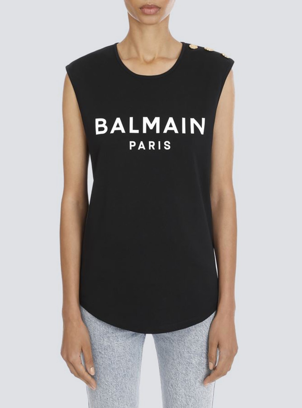 Women's Balmain Eco-designed Cotton With Logo Print T Shirts Black | USA HVrHZOO5