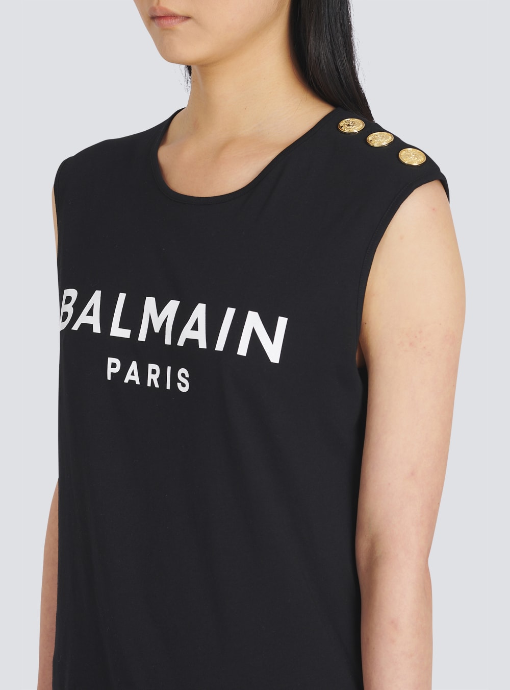 Women's Balmain Eco-designed Cotton With Logo Print T Shirts Black | USA IBYAxyci