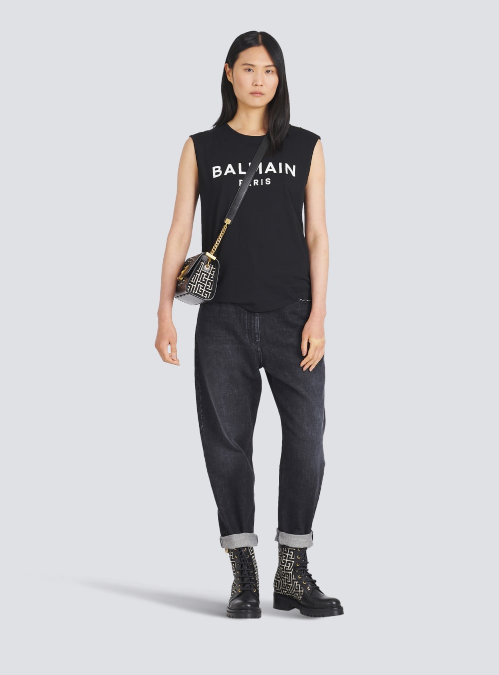 Women's Balmain Eco-designed Cotton With Logo Print T Shirts Black | USA IBYAxyci