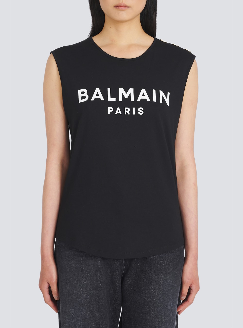 Women's Balmain Eco-designed Cotton With Logo Print T Shirts Black | USA IBYAxyci