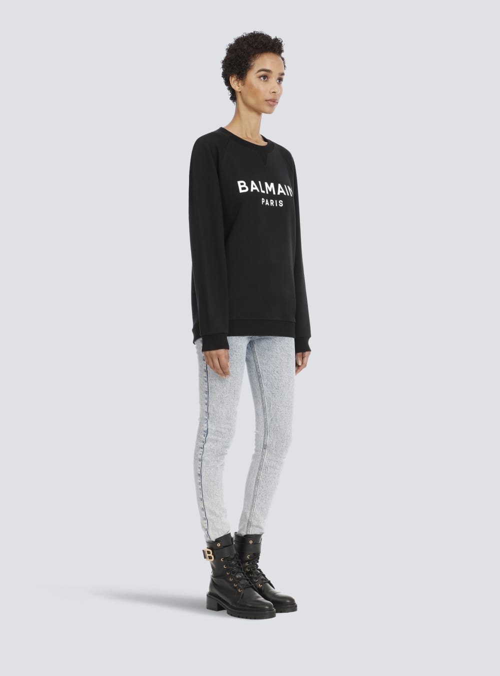 Women's Balmain Eco-designed Cotton With Logo Print Sweatshirts Black | USA Om5xg3Yt