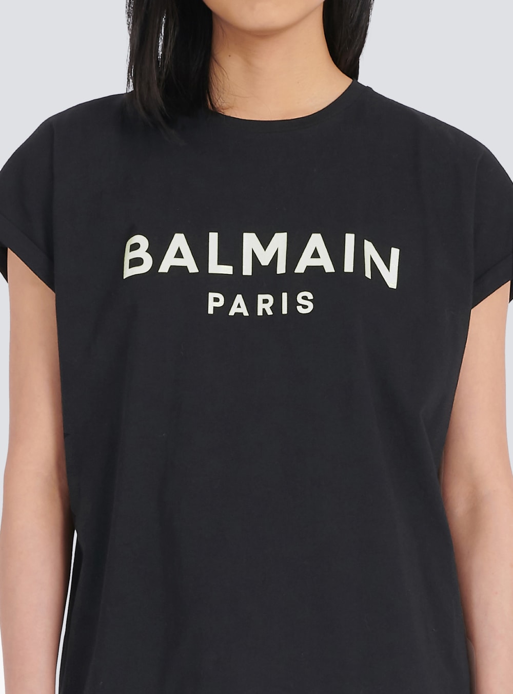 Women's Balmain Eco-designed Cotton With Logo Print T Shirts Black | USA YYy0NCWf