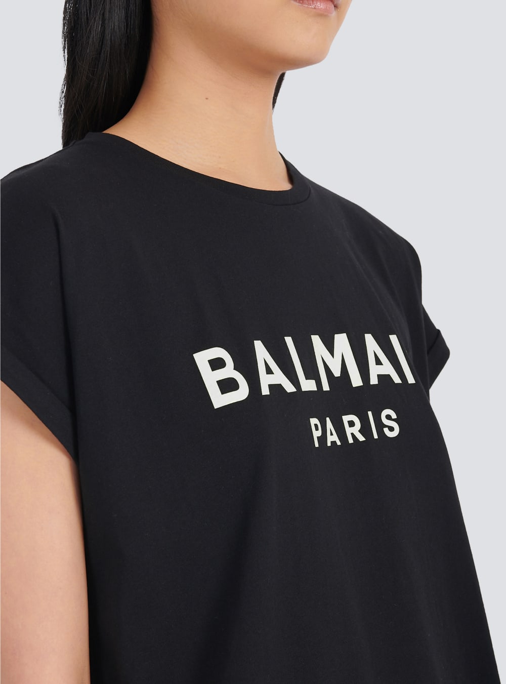 Women's Balmain Eco-designed Cotton With Logo Print T Shirts Black | USA YYy0NCWf