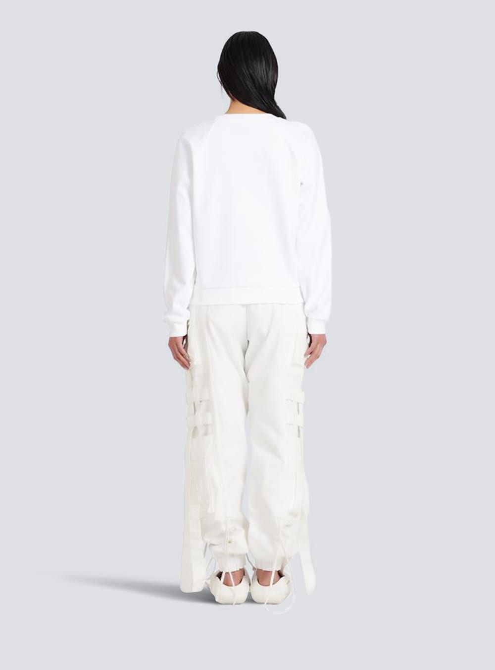 Women's Balmain Eco-designed Cotton With Logo Print Sweatshirts White | USA lrYXLCEW