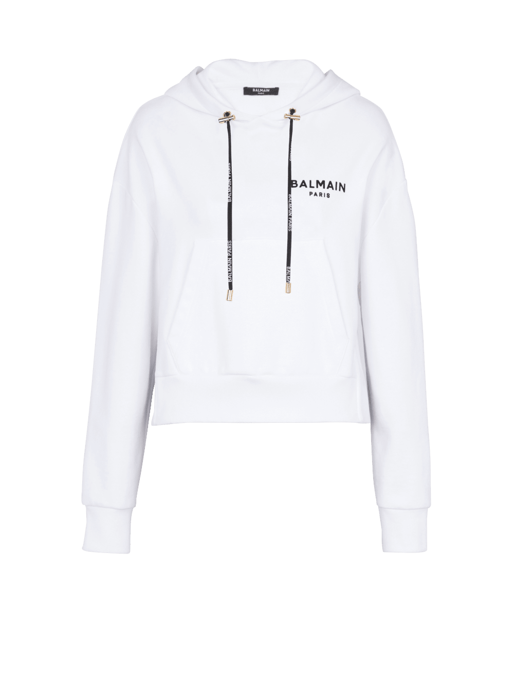 Women\'s Balmain Eco-designed Cotton With Flocked Logo Sweatshirts White | USA mYg6CpBr