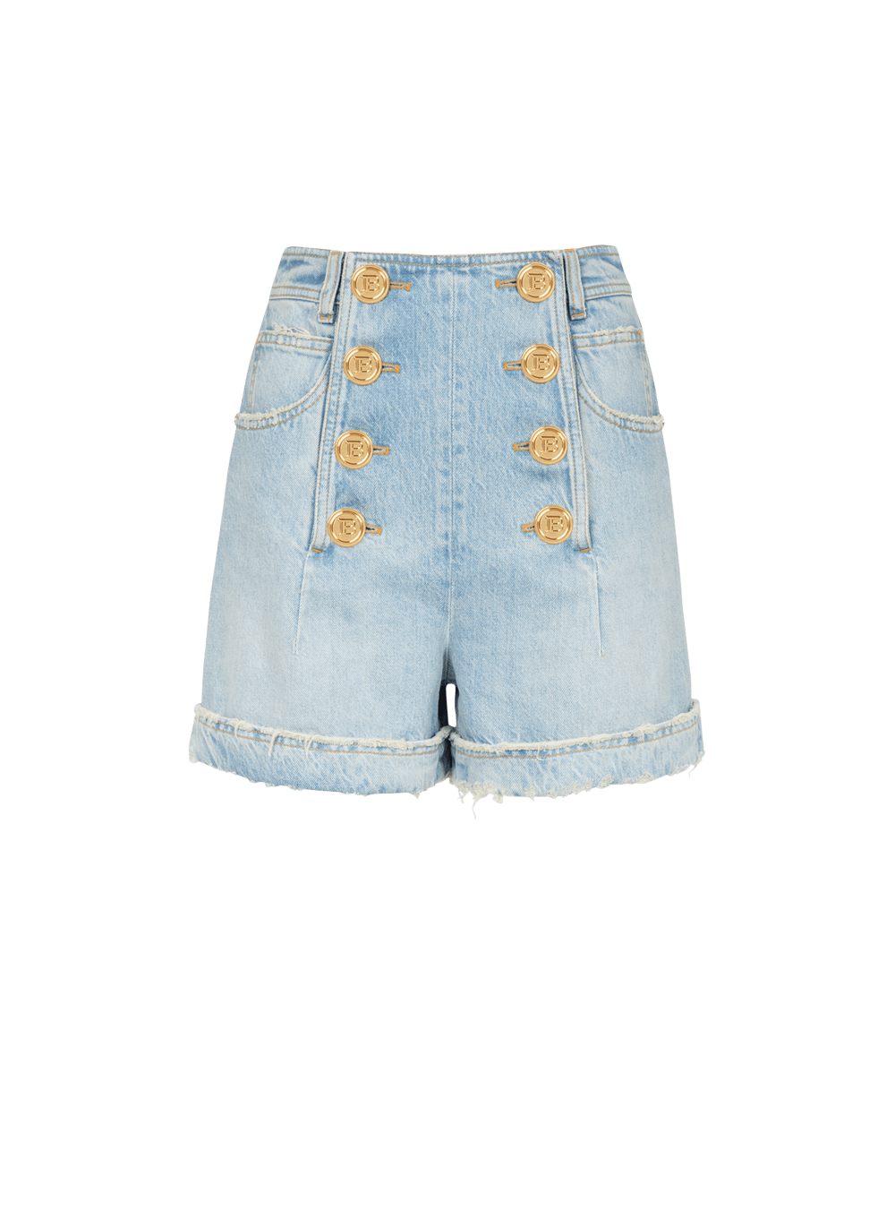 Women\'s Balmain Eco-designed Denim High-waisted Shorts Blue | USA iGmftZ6t