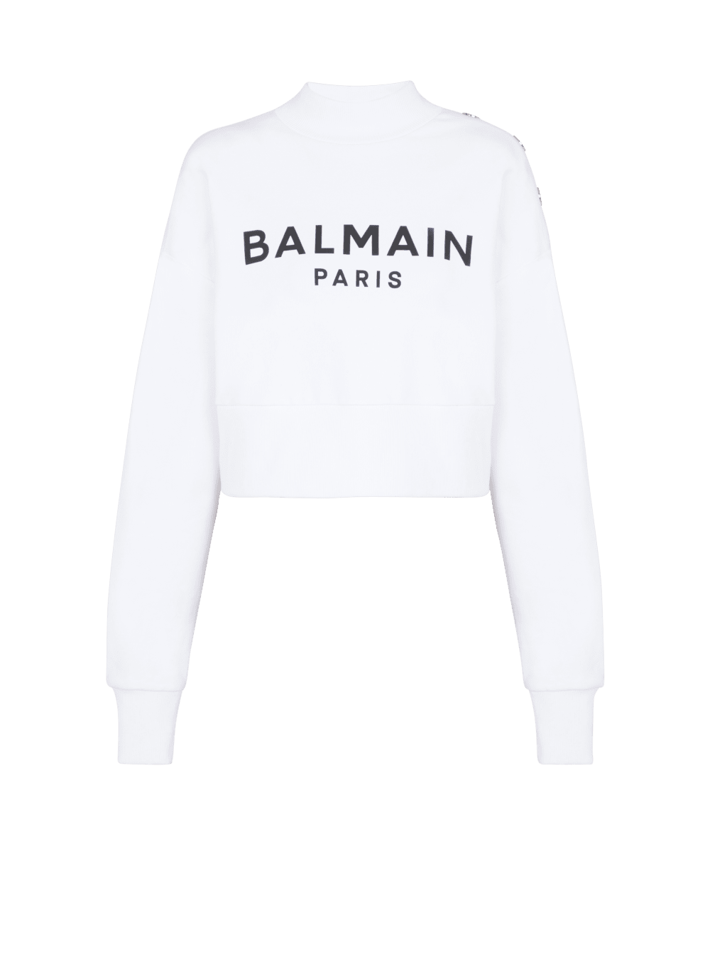 Women\'s Balmain Eco-responsible Cotton Cropped With Logo Print Sweatshirts White | USA N68Hi0ZV