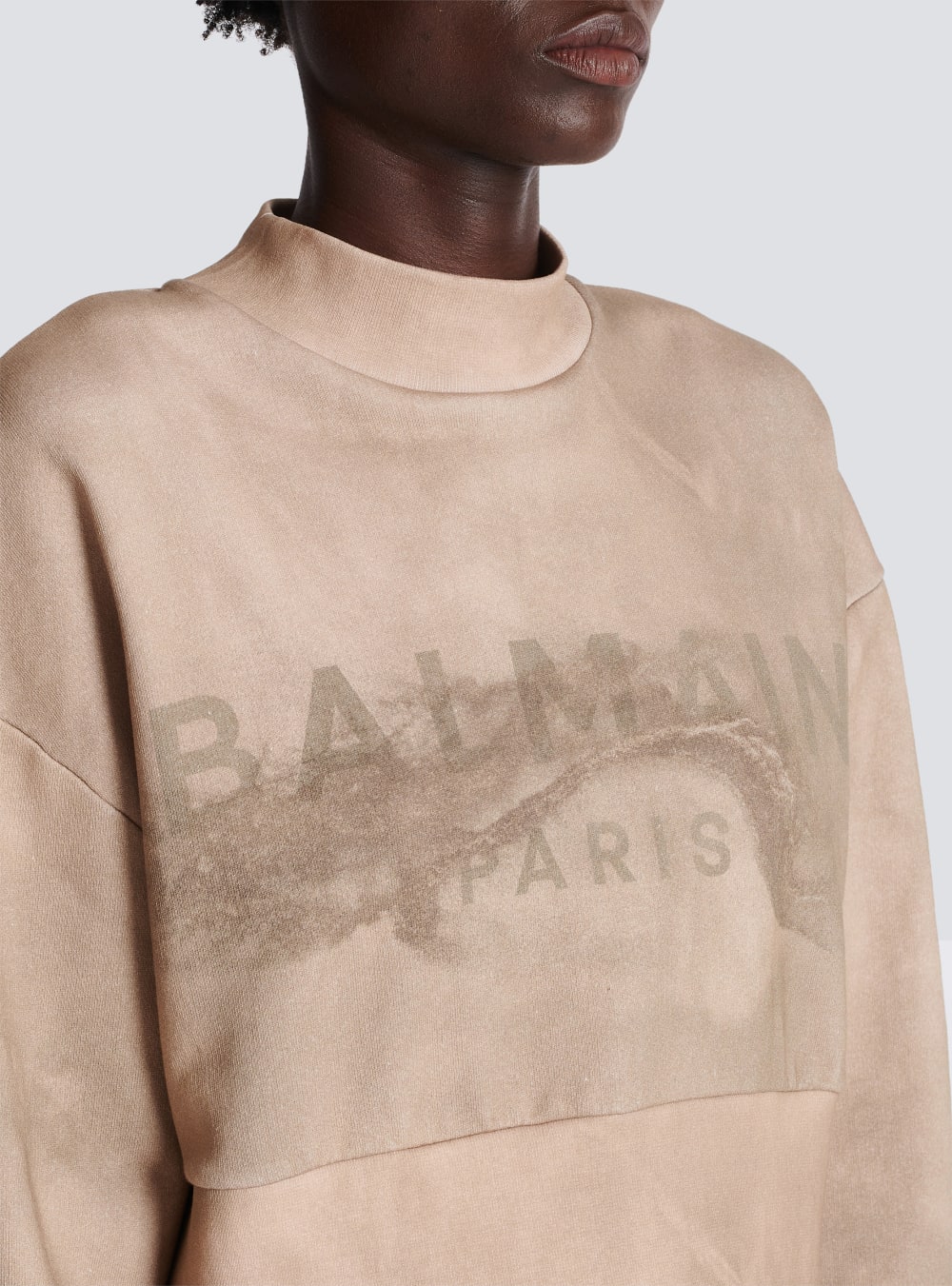 Women's Balmain Eco-responsible Cotton Cropped With Logo Print Sweatshirts Beige | USA bc2KslvT