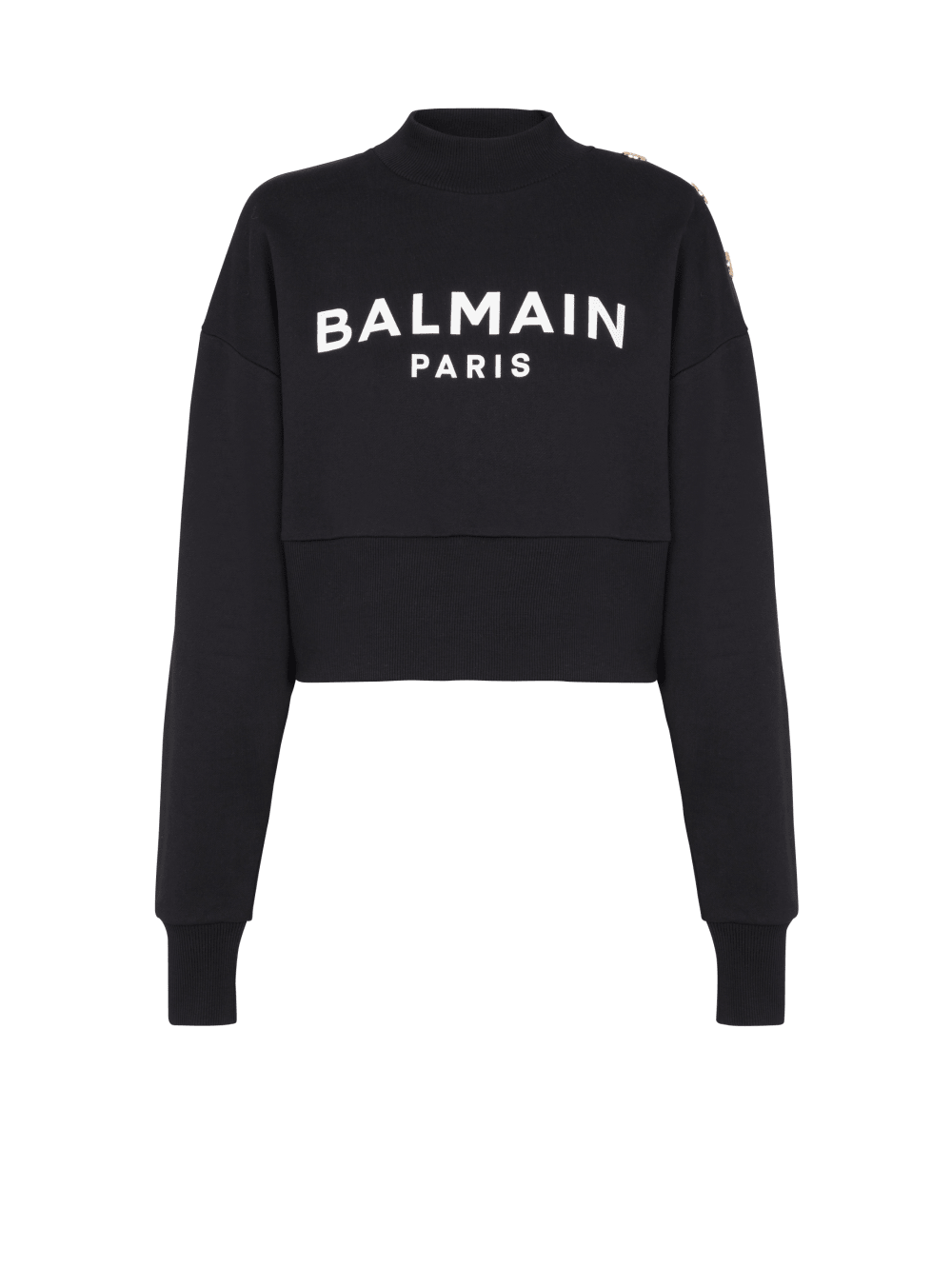 Women\'s Balmain Eco-responsible Cotton Cropped With Logo Print Sweatshirts Black | USA kQN45aC7