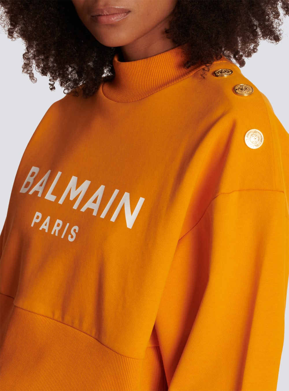 Women's Balmain Eco-responsible Cotton Cropped With Logo Print Sweatshirts Orange | USA pfVJmIRg