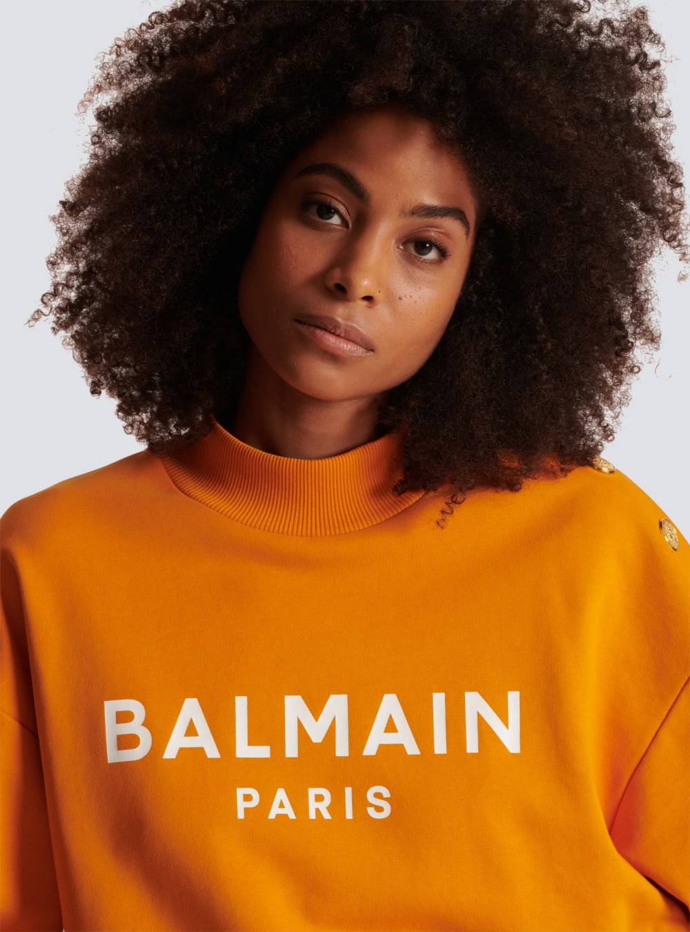 Women's Balmain Eco-responsible Cotton Cropped With Logo Print Sweatshirts Orange | USA pfVJmIRg