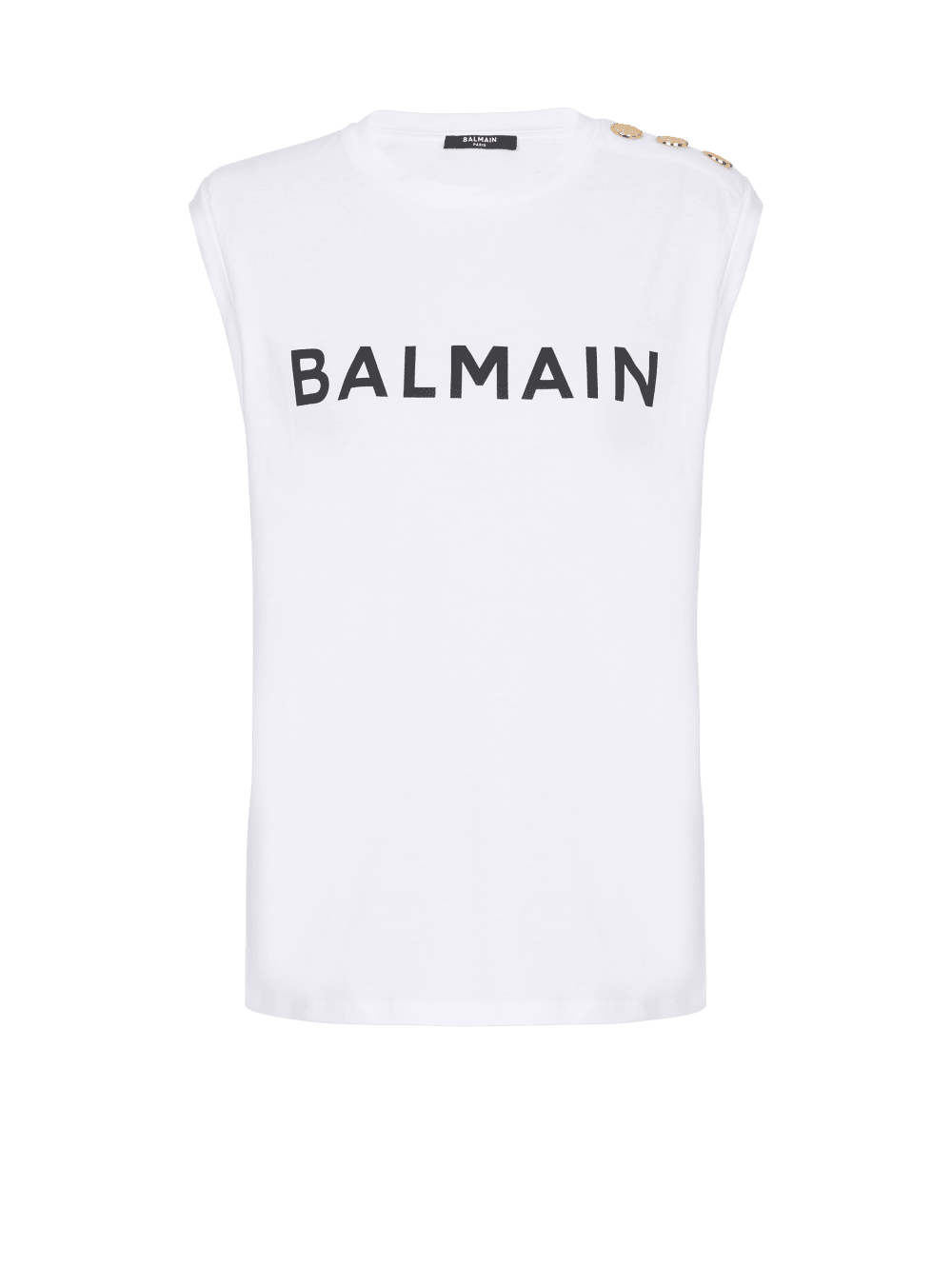 Women\'s Balmain Eco-responsible Cotton With Logo Print T Shirts White | USA 4KR42bka