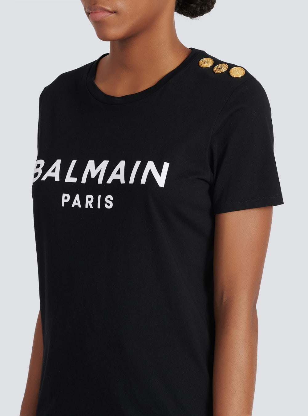 Women's Balmain Eco-responsible Cotton With Logo Print T Shirts Black | USA 5P0SfFc7